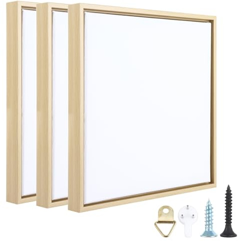 LDHHYH 3Pack Canvas Frames, 30x30cm Wooden Floating Frame for Canvas, Rustic Floater Frame for Art, Wall Decor, Multi-Opening Art Display