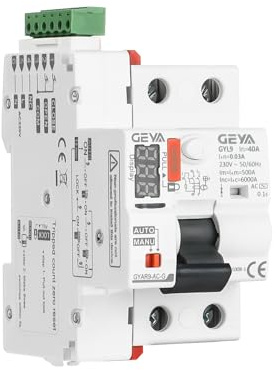 GEYA Auto Recloser RCCB Dispositivo di richiusura automatica Interruttore intelligente Display digitale del tempo di commutazione(Type AC-2P-40A-0.03A)