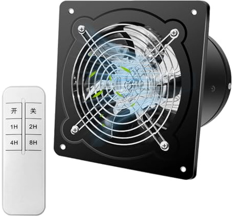 VCYEX Bathroom Extractor-Silent Extractor Fan with Remote Control/check Valve/timer，Wall-mounted Window Fans，Suitable for Bathroom, Kitchen, Basement And GarageBlack,7in
