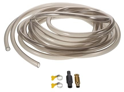 Lurrose Manguera de Sifón para Acuario de 5 M con Tubo Flexible de PVC y Abrazadera Metálica, Herramienta Esencial para Mantenimiento y Cambio Rápido de Agua
