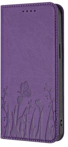 PONRFEKT Funda Cartera para Motorola Moto G22,Funda Libro de Cuero PU con Tarjetero,Cierre magnético,función Soporte y protección antichoques-Morado Oscuro