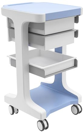 Carrello medico, carrello da laboratorio, carrello da laboratorio, carrello medico, con 3 cassetti, carrello per cosmetici in ABS, carrello per clinica, per laboratorio, cosmetici, salone, portata 50