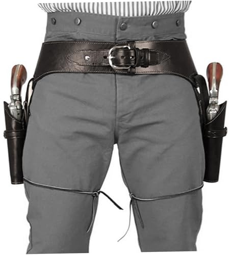 Xweptuy Cowboy-Waffengürtel, PU-Westerngürtel mit Doppelpistolen-Revolverhalter, Einheitsgröße, Westerngürtel für Herren, Steampunk-Kostüm für Halloween, Cosplay-Party