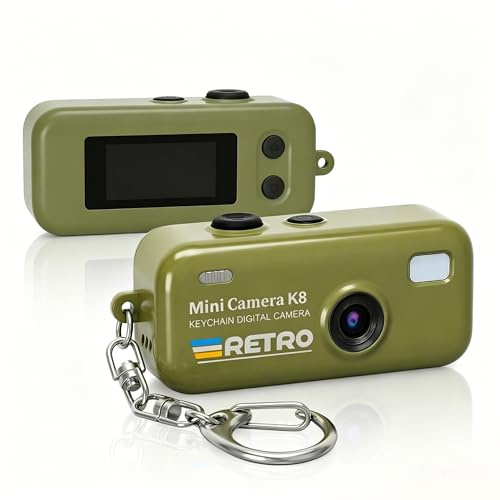 KoveYzao Digitall kamera på nyckelring, Minikamera 1080P med 8GB-kort, Foto- och videoinspelning, 12 filter och 16x zoom, 64 megapixel kamera för nybörjare, tonåringar och vuxna (Grön)