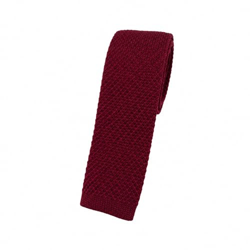 TigerTie hochwertige Strickkrawatte in einfarbig Uni - Modischer Look durch gerade abgeschnittene Unterseite