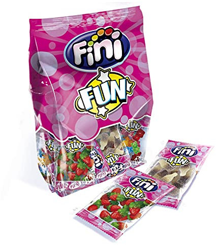 Fini Fun | Surtido Gominolas | Fresas, Ositos, Moras y Coca Colas | Sin Gluten | 1 unidad con 18 mini bolsas (325 gr)