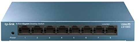 TP-Link LS108G - Switch 8 Puertos (10/100/1000) Switch Ethernet Gigabit, Carcasa metálica, Ultraligero con Super disipación de calor, Ahorro de Energía, Silencioso, Sin configuración