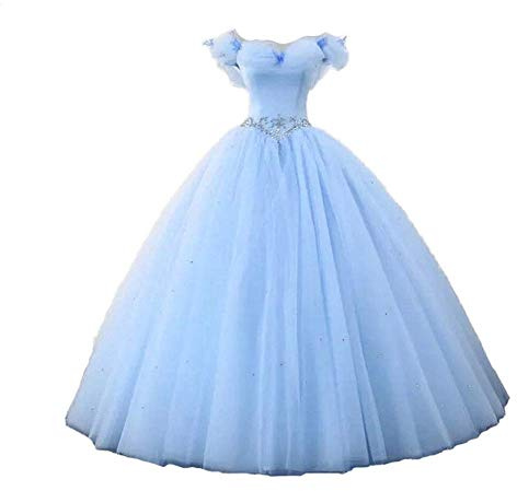 Datangep Women's Ball Gown Off Shoulder Quinceanera Prom Gown Wedding Dress Blue 12