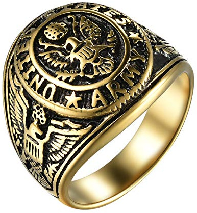 Flongo Herren-Ring Siegelring Männer Ring Daumenring aus Edelstahl Bandring Gold Silber Russische Staatsflagge Staatswappen Motorradfahrer Biker Herren-Accessoires