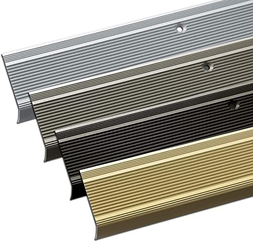 Integral Stair Edging Profile L Shape Pre-Drilled or Self-Adhesive Includes Mounting Material Aluminium Stair Nosing Profile in 3 Lengths and 4 Colours (134 x 3.5 x 3 cm Self-Adhesive Champagne)