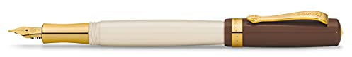 Kaweco STUDENT Füllhalter 20's Jazz I Premium Füllfederhalter für Tintenpatronen mit hochwertiger Stahlfeder in Braun & Creme I Nostalgischer Luxus Füller 16 cm I Federbreite: F (Fein)