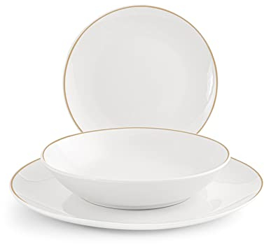 H&H grenoble servizio tavola 18 pezzi porcellana coupe filo oro