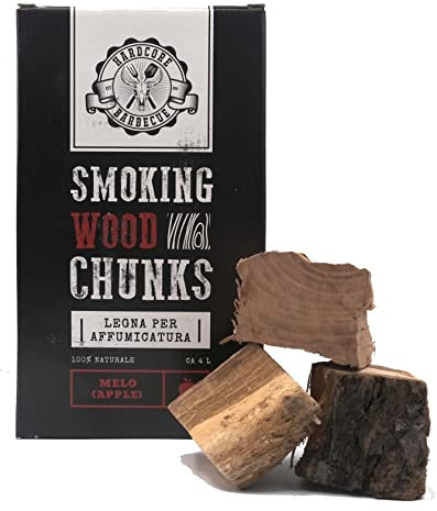 BBQ CHUNK MELO - APPLE - Legna per affumicatura HARDCORE BARBECUE - Pezzi di legno per affumicare - Circa 500-700 gr