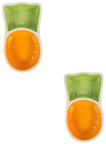 POPETPOP 2pcs Carrot Shape Dish Rat Feeding Bowl Guinea Pig Bowl Hamster Food Dish Ceramic Small Pet for Hamster Accessories