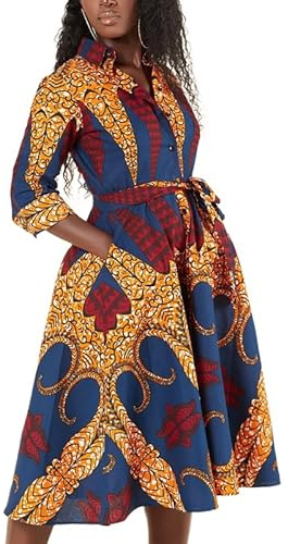 TOSHIKII Robe Africaine Traditionnelle pour Femmes, Robe de soirée Longue Dashiki pour Femmes, Robe balançoire Ethnique Ankara Boho pour Femmes