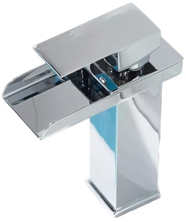 Beckenhahn Wasserhahn Schwarzer Wasserfall-Waschtischhahn Waschbecken Badezimmer Toilette Tisch Waschbecken Wasserhahn Für Heißes Und Kaltes Zuhause Silberfarben Kurz