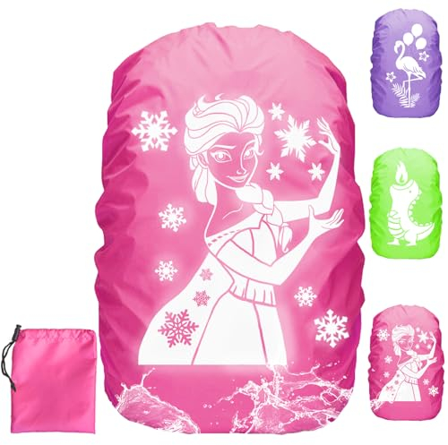 LUKIUP Coprizaino Antipioggia, 30-40L Parapioggia Bambino per Zaino Reflective, Rosa Coprizaino Impermeabile Copri, Parapioggia per Zaino per Escursionismo, Viaggio, Ciclismo