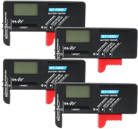 Batterietester, 4 Stück Batterie Tester, Batterietester Für Alle Batterien, BT-168D Batterie Testgerät, 9v Batterie Prüfgerät, Haushalt Ziffern Zeigen Batterie Tester, Einfach Zu Tragen Und Ablesbare