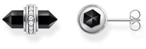 THOMAS SABO Ohrstecker mit schwarzem Onyx Kristall Silber 925 Sterlingsilber, Geschwärzt