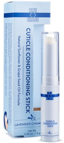 Blue Cross Cuticle Balm Conditioning Stick, Scented Cuticle Softener Oil Balm, Nourishing Sunflower & Grape Seed Oil, Professional Nail Care Supports Dry + Damaged Cuticles, 0.05oz, Lavender Chamomile