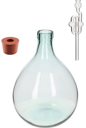 lilawelt24 Gärballon Glasflasche Glasballon Weinballon, Glasgärballon Vergärung Gärbehälter mit Gäraufsatz Glasflasche Glasballon, Weinballon, Glasgärballon (5L)