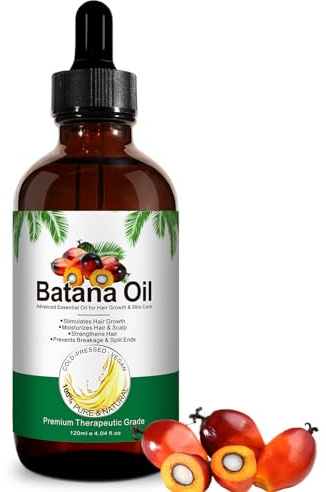 Batana-olja för hår kallpressad 120 ml, stimulerar hårväxten, ren Batana-olja för fuktning och reparation av torrt, skadat hår och för hudvård