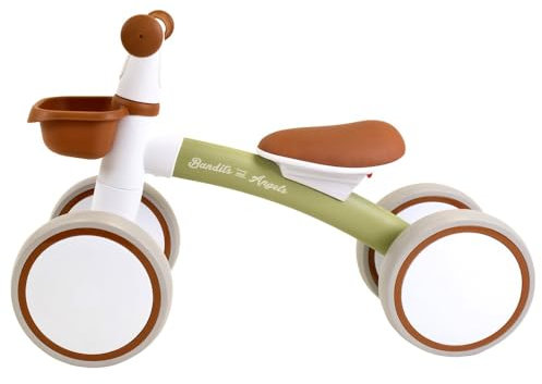 Bandits & Angels Laufrad First Rider Retro Grün ab 1 Jahr für Jungen und Mädchen – Metall – Grünes Laufrad – Kompakt und sicher für drinnen und draußen