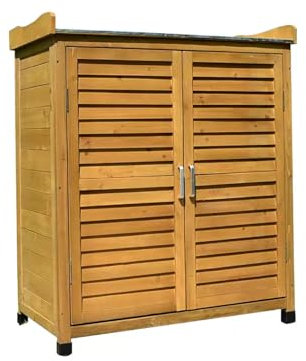 Capannone da giardino in legno, tavolo da invasatura da esterno con contenitore, con ripiano rimovibile, for patio esterno, postazione di lavoro in legno for mobili da giardino(Brown)