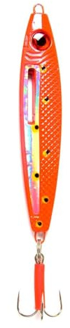 FLADEN Knicklichtpilker, Leuchtender Meerespilker mit Drilling, 100g-750g, Gelb/Orange, bleifrei, Pilker, Norwegenpilker (Orange, 400g)