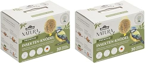 Dehner Natura Premium Meisenknödel mit Netz, Insektenknödel, ganzjähriges Wildvogelfutter proteinreich/energiereich, 30 Stück je 90 g (2.7 kg), Karton aus FSC-zertifizierter Produktion