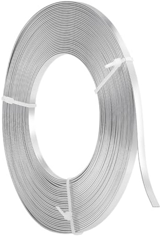 NBEADS 10m Eloxierter Aluminiumdraht, 5x1mm Flacher Biegsamer Metalldraht Flexibler Aluminiumdraht für Cabochons Schmuckherstellung, Silber