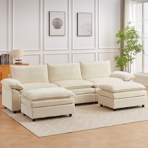 JIEXI Ecksofa Mit Schlaffunktion, Sofas Und Couchs, Modulares Ecksofa, Wohnlandschaft U Form, L Form Eckcouch, Für Couch Wohnzimmer Schlafzimmer Büro Wohnung, Chenille-Stoff 288 x 132 cm