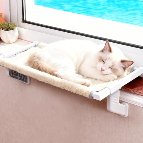 UHETLET Katzen Hängematte Fenster Katzenhängematte Katzenbett Katze Hängematte Fenster 68x34.5cm Katze Fensterbank Fensterbrett Katzenfenster Fensterliege für Große Katzen bis 25 kg Haustiere
