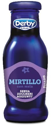 Derby Blue Succo di Frutta Gusto Mirtillo Senza Zuccheri Aggiunti 200ml x24, Senza Glutine