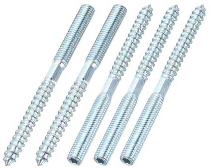 sourcing map M8 Hanger Bolts, 3.94(100mm) Length Double Headed Hanger Bolts 0.31(8mm) Wood Dowel Screw Self-Tapping Threaded Rods Screw for Assembling Wood Furniture Joint, Pack of 5