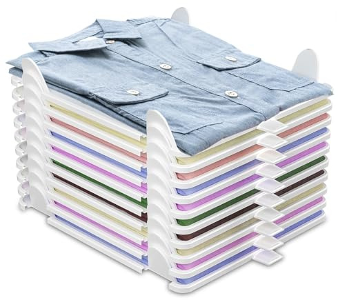 10Pcs Organizador Camisetas Armario, Organizador De Camisetas, OrganizadorCamisetas, Organizador de Armario para Adultos y Niños Mantén tu orden de la Ropa en los Armarios Resistentes Antiarruga
