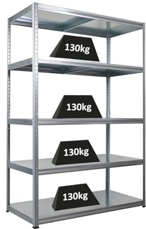 PROREGAL Metallregal Steel Eagle Steel Eagle 180x120x60cm Fachlast 130kg Verzinkt Schwerlastregal, Küchenregal, Kellerregal, Steckregal, Garagenregal, Lagerregal