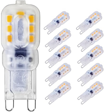 Vlio G9 LED Bulbs 3W Light Bulbs 250LM 6000K Cool White (Pack of 10) | 3W Replace 20W Halogen Light Bulbs, Non-Dimmable Capsule LED Light Bulbs, 360 Degree Beam Angle