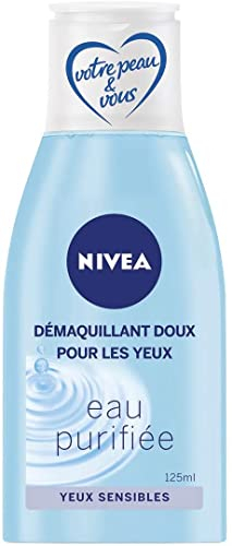 NIVEA - Démaquillant Yeux Doux - Nettoie En Douceur, Raffraichit La Peau & Hydrate - Eau Purifiée, Glycérine & Acide Hyaluronique - Formule Vegan - Pour Yeux Sensibles - 125 ml