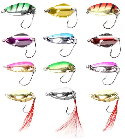 Major Fish Forellen Spoon Set mit Box 12 Stück 3 Gramm Sortiment zum Forellenangeln