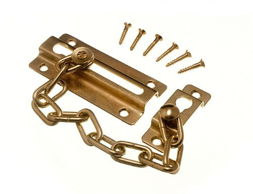 3 x Sicherheitsketten für Türen, Messing-beschichteter Stahl, inkl. Schrauben