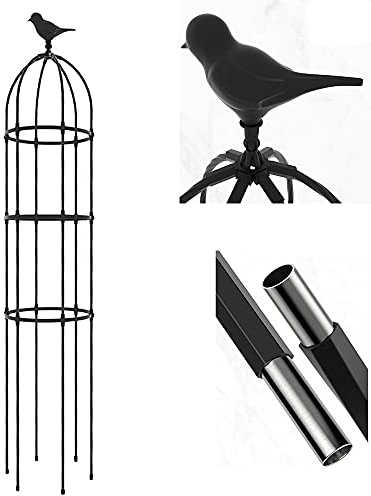 NWHJ Groß Rankhilfe Obelisk Höhe 180cm, 230cm,280cm,330cm, Schwarz Rankobelisk Rost-geschützte Garten Rosen Säule Rankturm