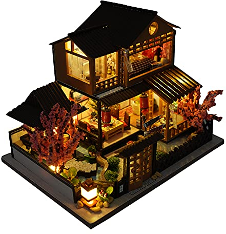 Casa de muñecas de Madera en Miniatura, Japonesa, marítima, Mercado de Casas de automóviles, Kit de casa de muñecas para construcción de Villas, Modelo 3D, Regalos creativos para Amigos y Padres