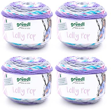 Gründl Wolle Lolly Pop 4 Knäuel 150 g, violett-zinn