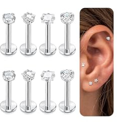 YADOCA Gioielli per Piercing 8 Pezzi Labret Naso Stud Donna Uomo 16G Acciaio Inossidabile Monroe Piercing Cartilagine Trago Elica Anteriore Orecchino 6mm 8mm 10mm