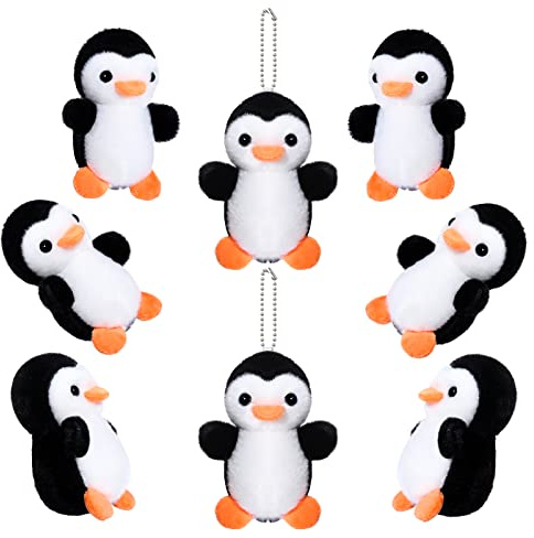 Skylety 8 Stück 10 cm Mini Pinguin Schlüsselanhänger Plüsch Pinguin Kuscheltiere Süße Kleine Gefüllte Pinguin Anhänger Hängende Pinguin Ornamente aus Filz für Winter Geburtstag (Schwarz)