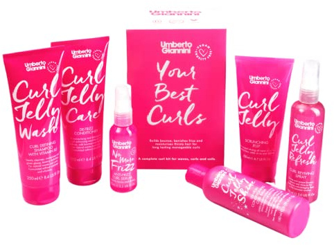Umberto Giannini Your Best Curls Wash and Styling Curl Jelly Gift Set - Vegan & Cruelty Free Kit for Waves, Curls and Coils (Gift Box, Set of 6 Products)