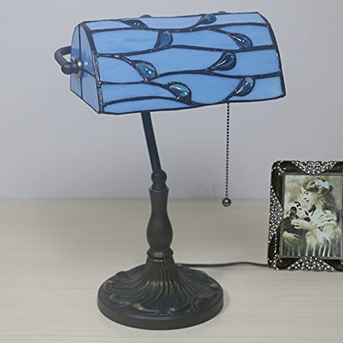 Banker Lampe Tiffany Schreibtischlampe Meer Blau Glasmalerei Tischlampe, Mittelmeer Speicher Klavier Leselampe Für Wohnzimmer Schlafzimmer Nachttisch Arbeit Studie Counter Büro Nachttisch,D