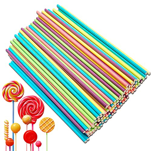 Tallos de pastel pop, 300 unidades de 15 cm de colores pop palillos, 6 colores, para hacer chupadores de pasteles, chocolates y postres