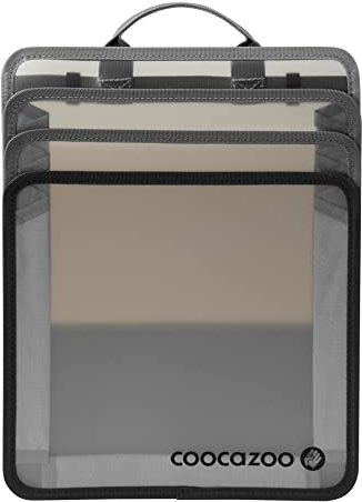 coocazoo Faltbare Heftbox, Black, mit Tragegriff, Heftordner/Heftmappe/Sammelbox für Schulrucksäcke, ausziehbare Seiten, ab der 3. Klasse, DIN-A4